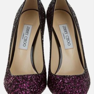 Jimmy Choo Purple Heels with Glittery Sparkle and Classic Pump Style